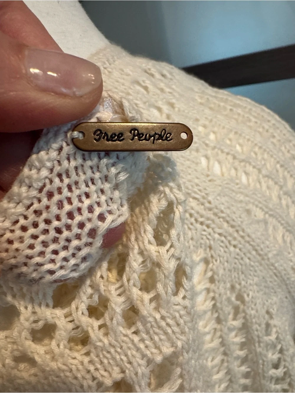 Free People Caught Up Crochet Open-Knit Long Sleeve Top